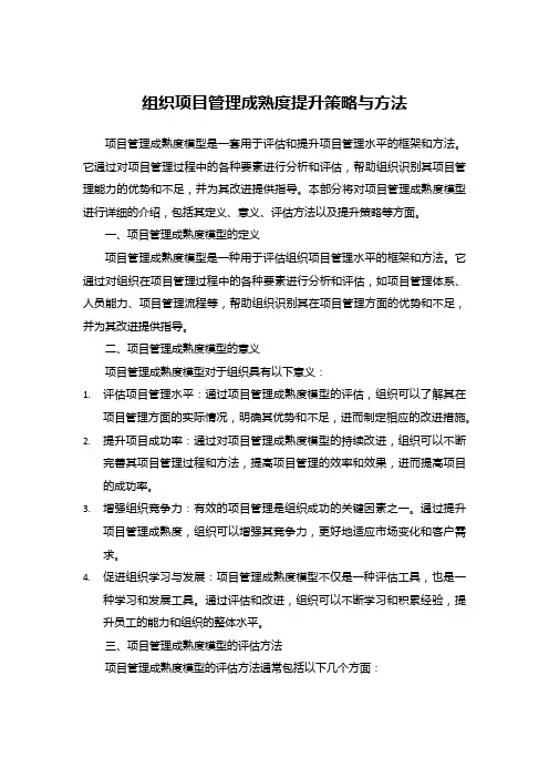 组织项目管理成熟度提升策略与方法