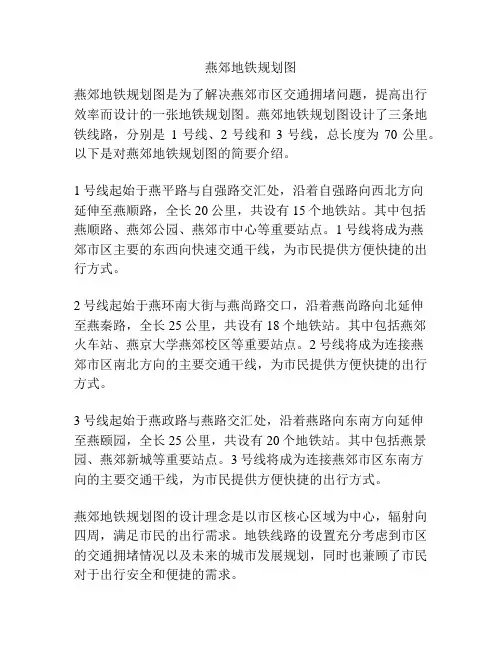 燕郊地铁规划图