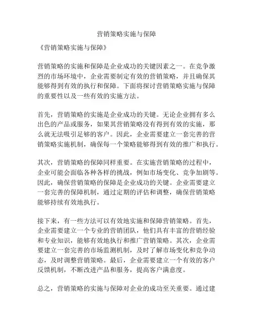 营销策略实施与保障