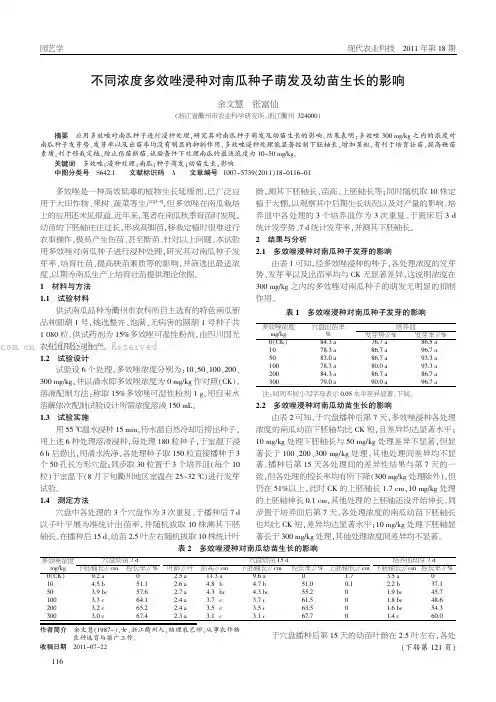 不同浓度多效唑浸种对南瓜种子萌发及幼苗生长的影响