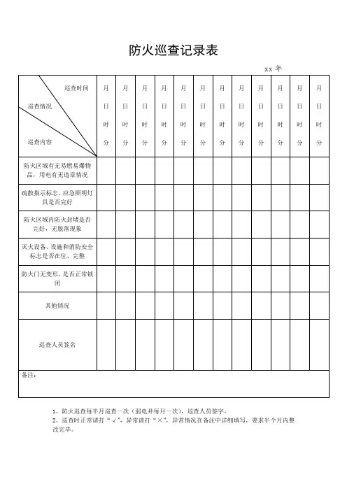 防火巡查记录表