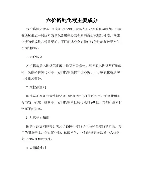 六价铬钝化液主要成分