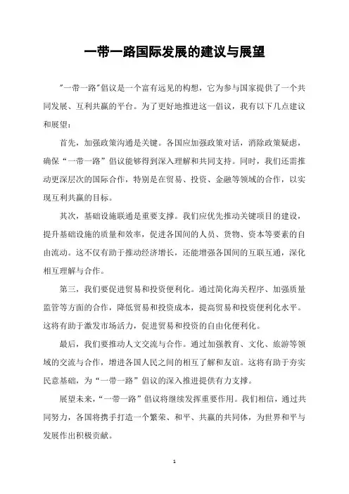 一带一路国际发展的建议与展望