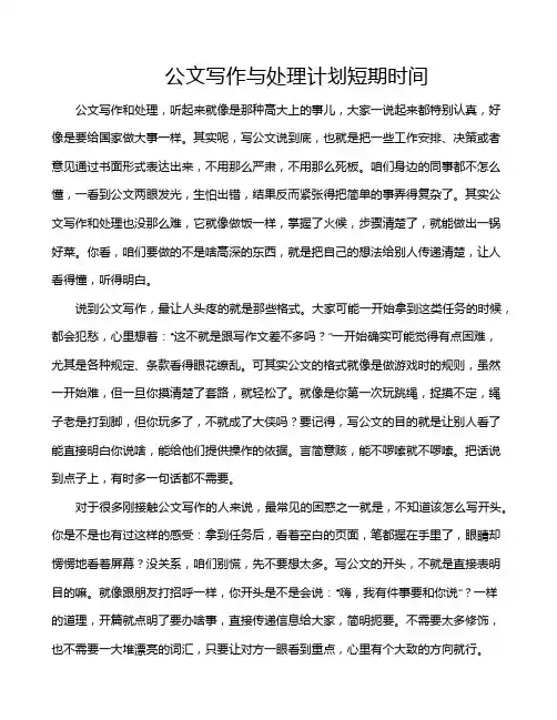 公文写作与处理计划短期时间