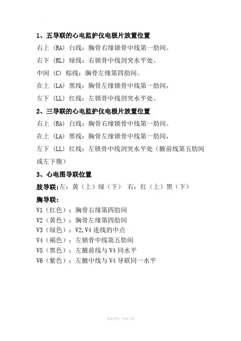 心电监护导联位置
