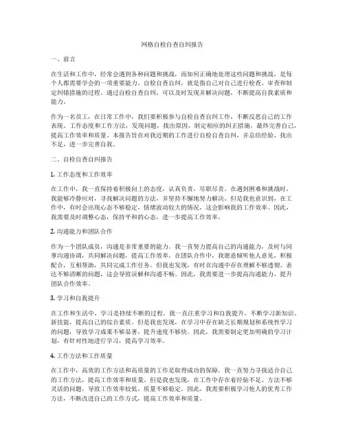 网格自检自查自纠报告