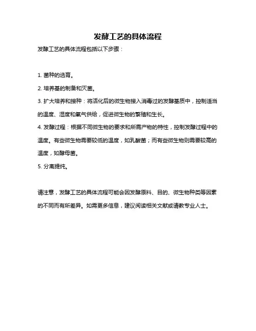 发酵工艺的具体流程