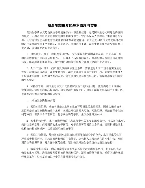 湖泊生态恢复的基本原理与实现