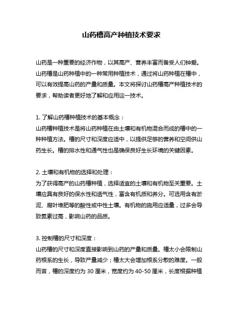 山药槽高产种植技术要求