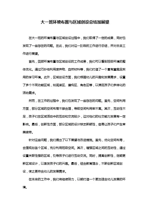 大一班环境布置与区域创设总结加展望