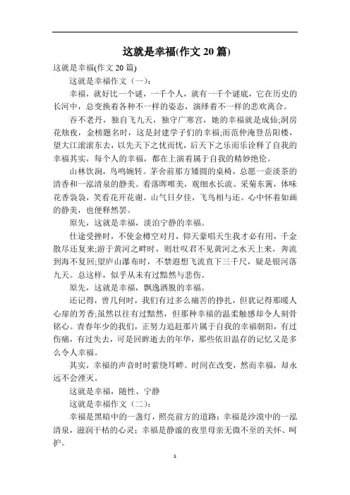 这就是幸福(作文20篇)