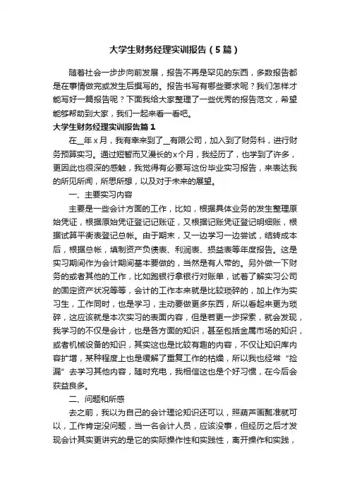 大学生财务经理实训报告（5篇）