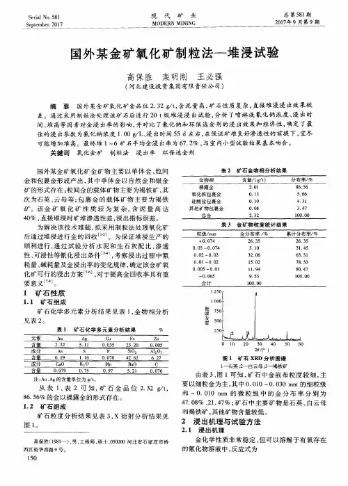 国外某金矿氧化矿制粒法——堆浸试验