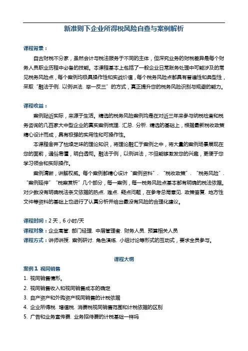 《新准则下企业所得税风险自查与案例解析》