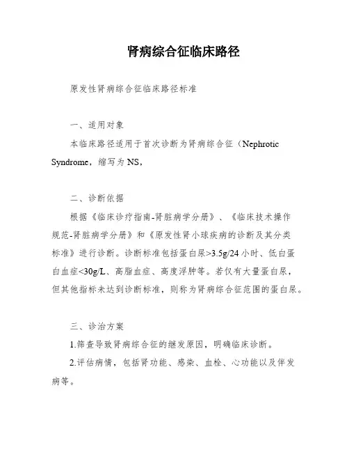 肾病综合征临床路径