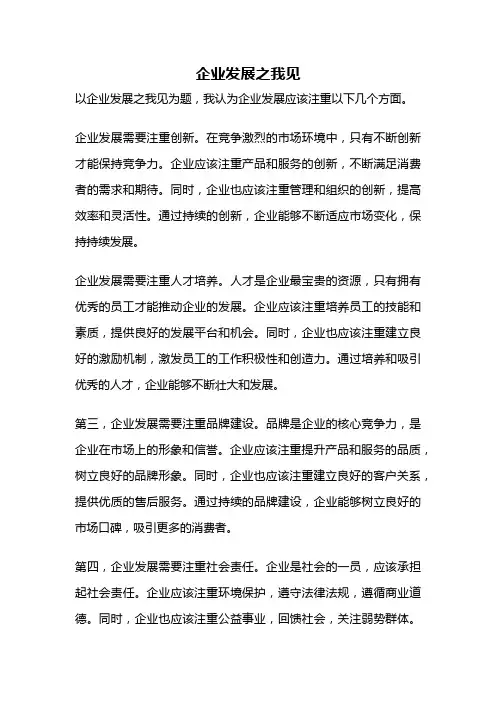 企业发展之我见