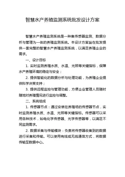 智慧水产养殖监测系统批发设计方案