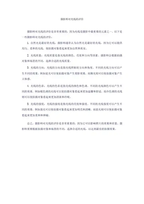 摄影师对光线的评价