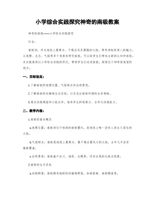 小学综合实践探究神奇的南极教案