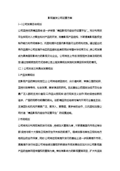 影视宣发公司运营方案