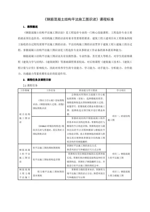 钢筋混凝土结构平法施工图识读课程标准