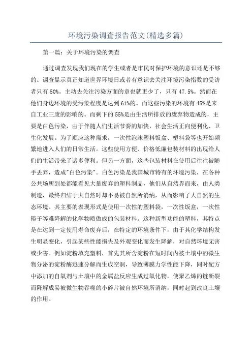 环境污染调查报告范文(精选多篇)