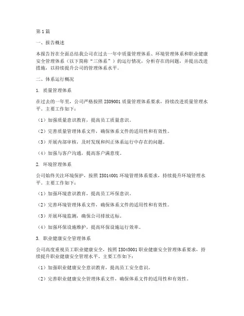 年度体系运行总结报告(3篇)