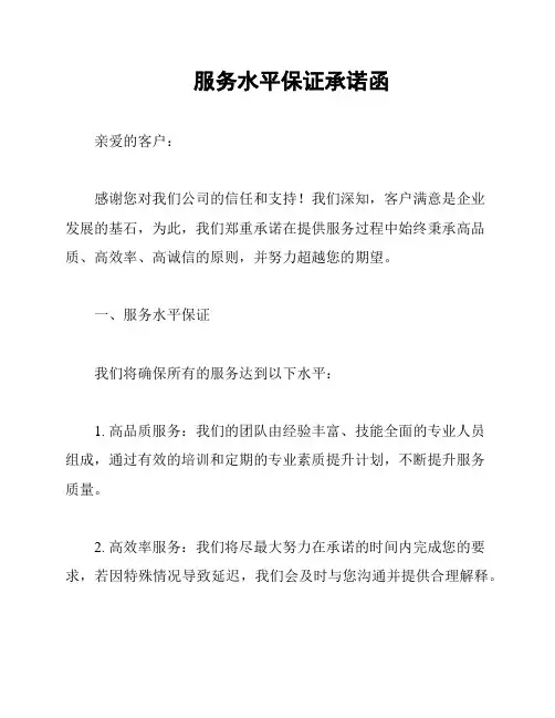 服务水平保证承诺函