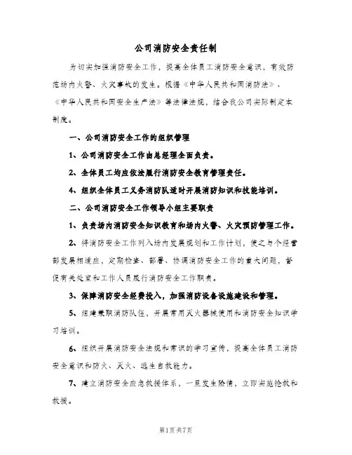 公司消防安全责任制(四篇)