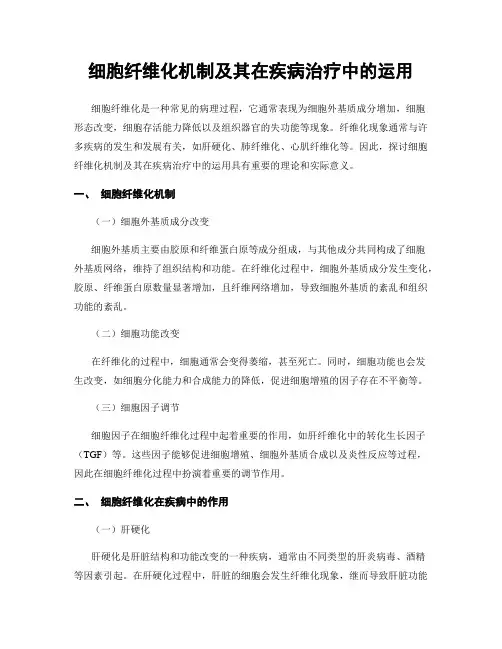细胞纤维化机制及其在疾病治疗中的运用