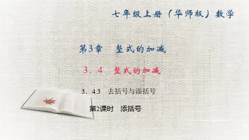 华师版七年级数学上册作业课件(HS) 第3章 整式的加减 第2课时 添括号