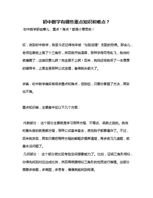 初中数学有哪些重点知识和难点？