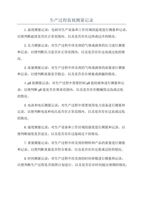 生产过程监视测量记录