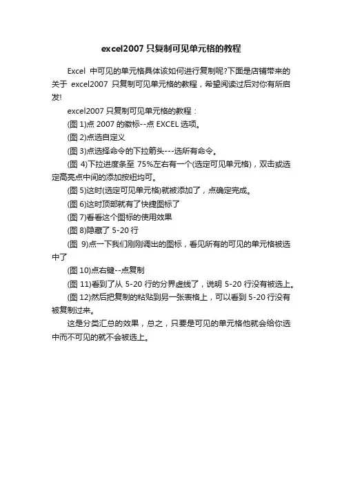 excel2007只复制可见单元格的教程
