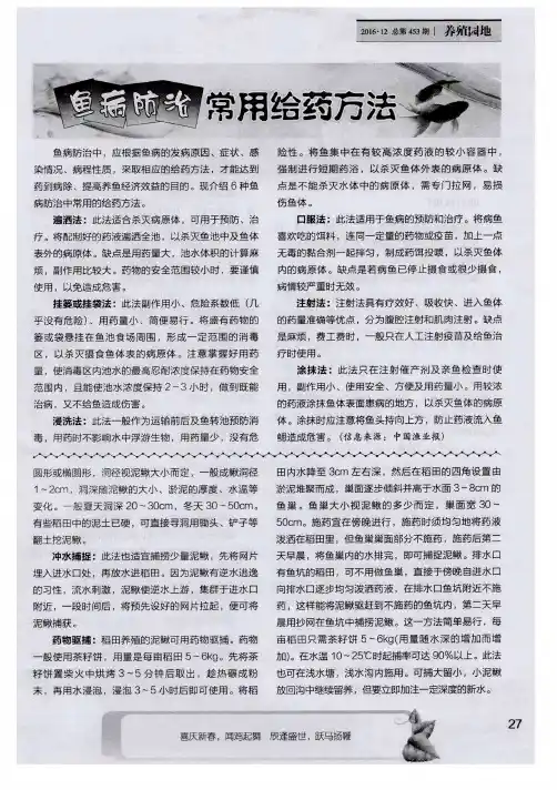 鱼病防治常用给药方法