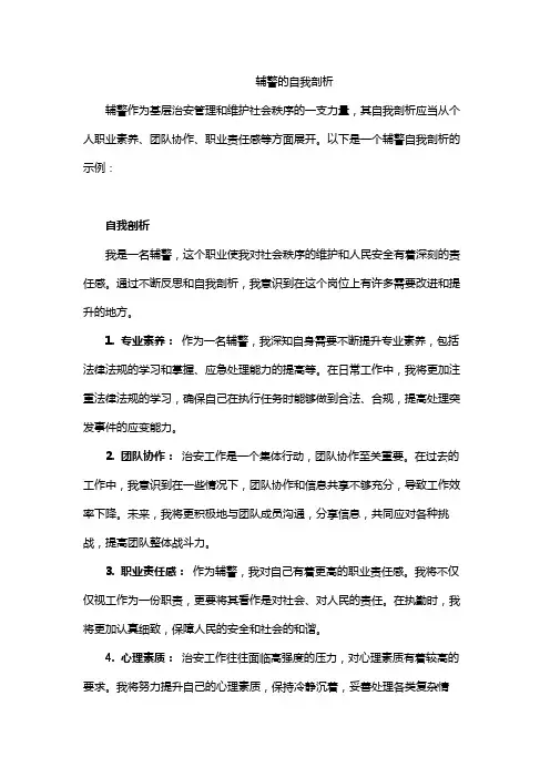 辅警的自我剖析