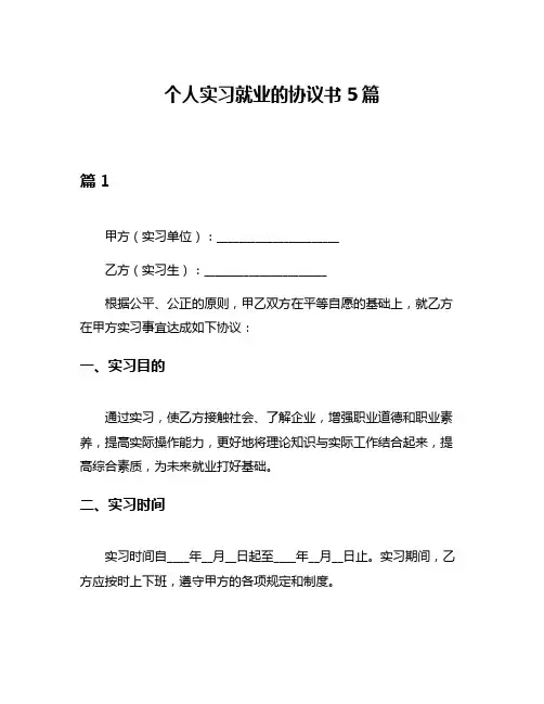 个人实习就业的协议书5篇