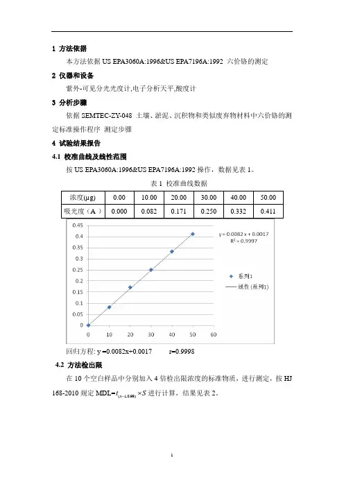 US EPA3060A1996  六价铬  方法证实