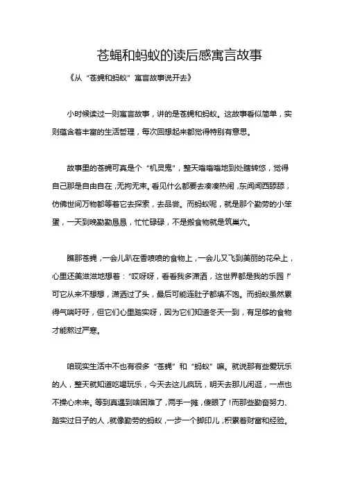 苍蝇和蚂蚁的读后感寓言故事