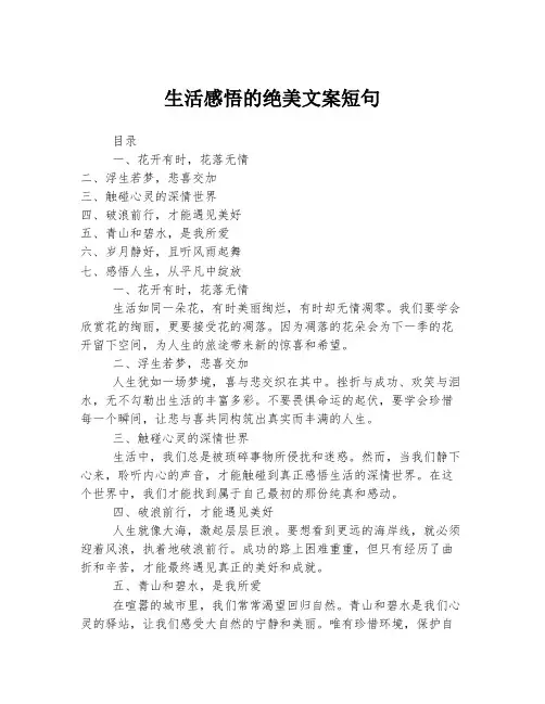 生活感悟的绝美文案短句