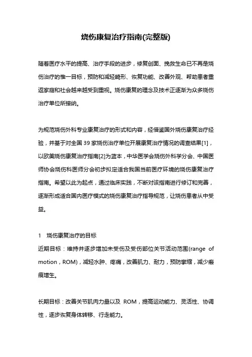 烧伤康复治疗指南(完整版)