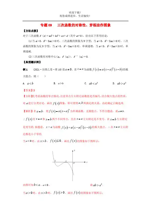 2022年高考数学必刷压轴题专题09三次函数的对称性穿根法作图象含解析