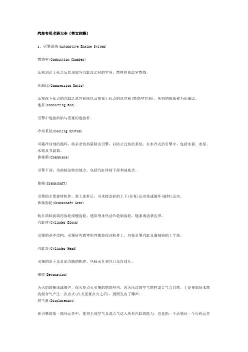 -汽车专用术语大全英文