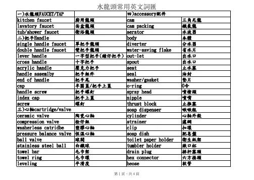 五金产品中英文对照