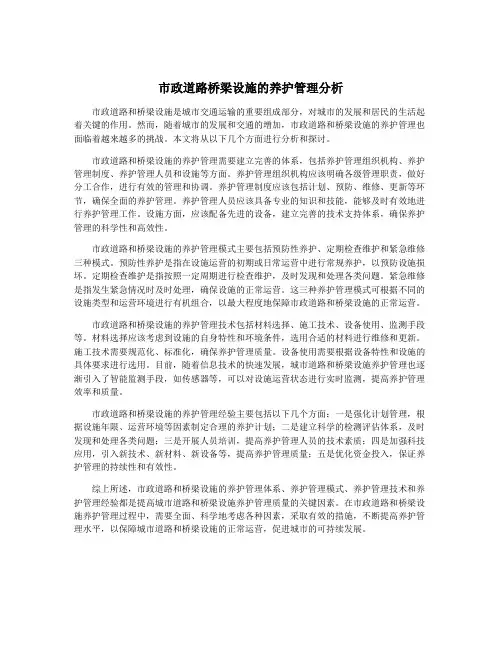 市政道路桥梁设施的养护管理分析