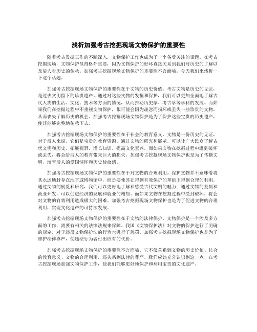浅析加强考古挖掘现场文物保护的重要性