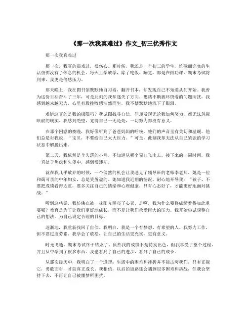 《那一次我真难过》作文_初三优秀作文
