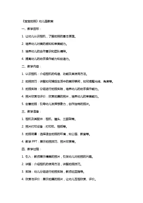 《宝宝拍照》幼儿园教案