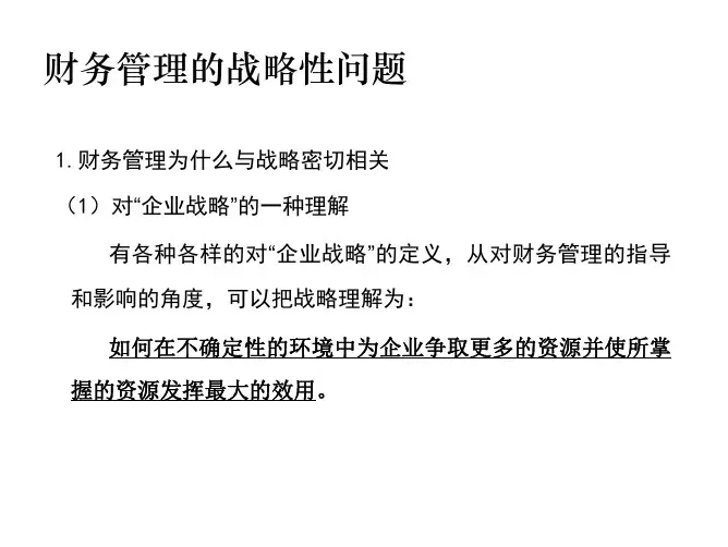 02财务战略基本理论-2财务的战略性问题