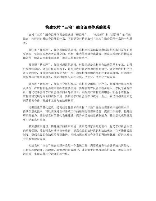 构建农村“三治”融合治理体系的思考